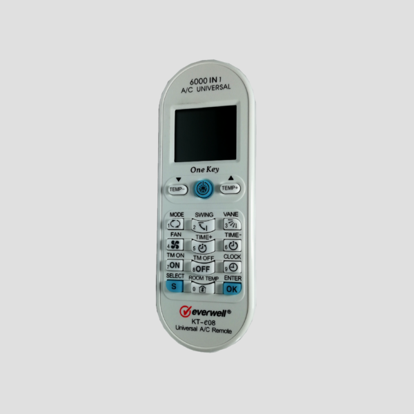 CONTROL REMOTO UNIVERSAL PARA AIRE ACONDICIONADO DE 6000 CODIGOS MODELO KT- E08 – $7